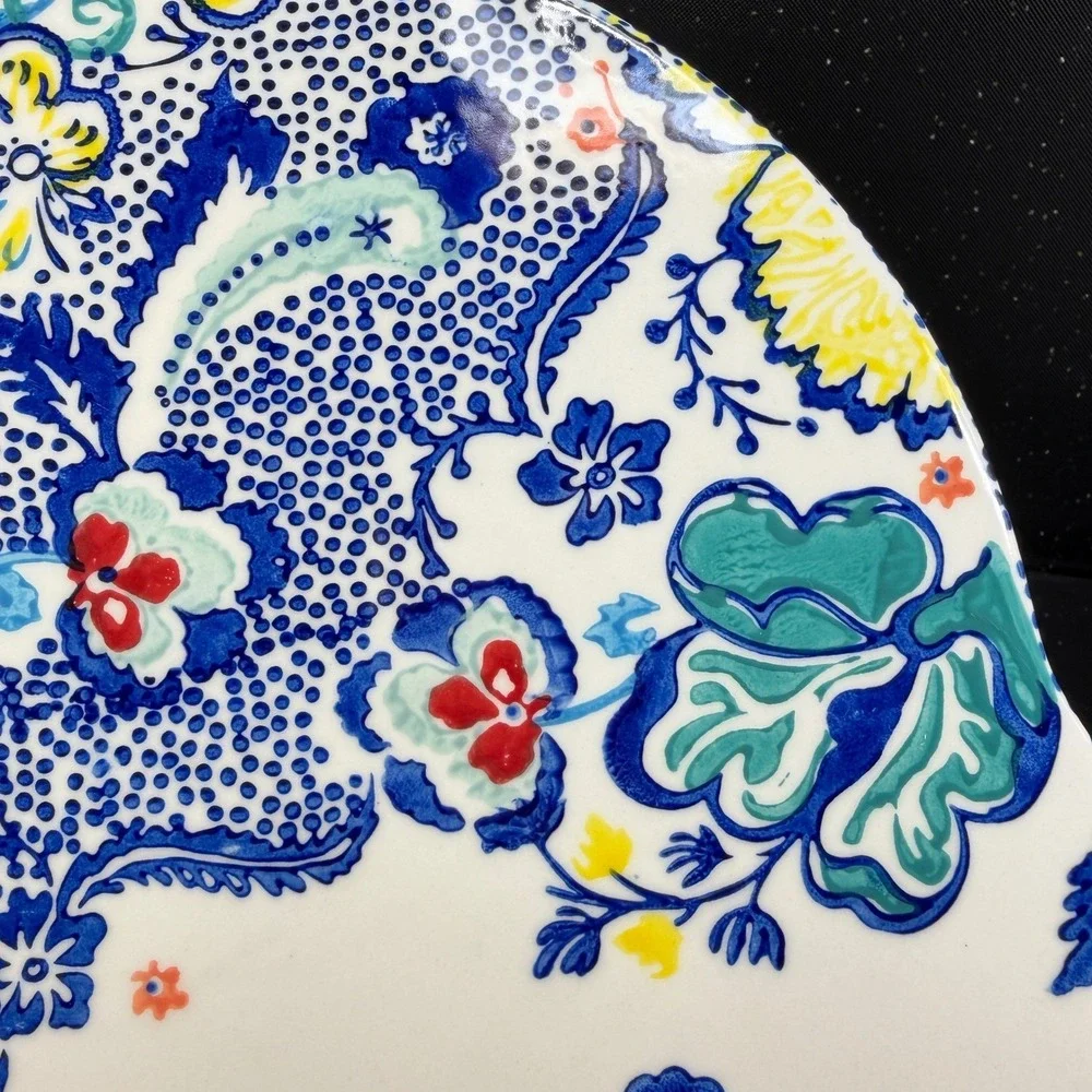 Anthropologie Jardin Fleuri Stoneware Cheese Board Floral Paisley ServingPlatter
